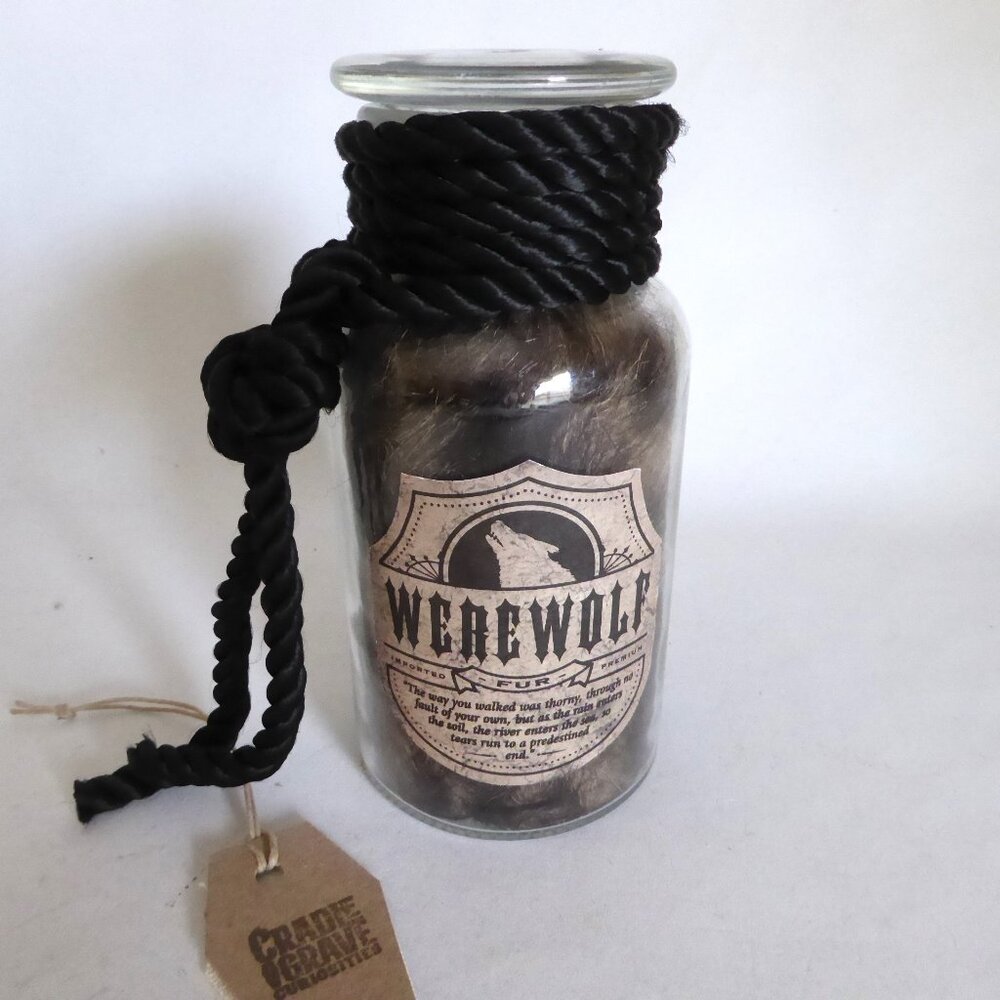 NEW 6.75” APOTHECARY WEREWOLF WOLFMAN FUR HALLOWEEN BOTTLE PROP ODDITY CURIOSITY